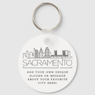 Chaveiro Sacramento Stylized Skyline   Slogan Personalizado