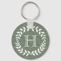 Sage Green Monograma Elegante Foliage Wreath