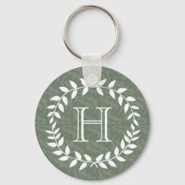 Chaveiro Sage Green Monograma Elegante Foliage Wreath