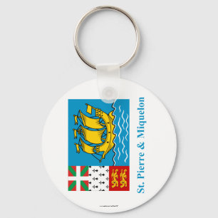 Chaveiro Saint Pierre e bandeira de Miquelon com nome