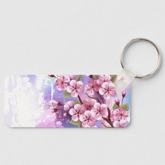 Chaveiro Sakura rosa no fundo da pintura (Frente)