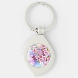 Chaveiro Sakura rosa no fundo da pintura