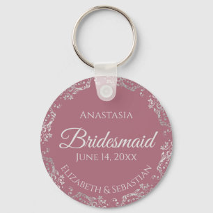 Chaveiro Sala de Prata no Casamento de Bridesmaid Rosa-Rosa