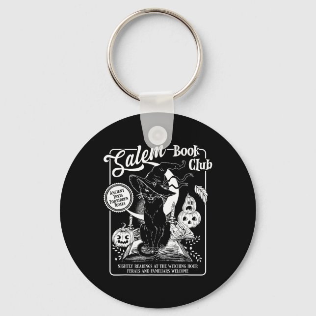 Chaveiro Salem Witch Book Club Bookish Retro Halloween Blac (Frente)