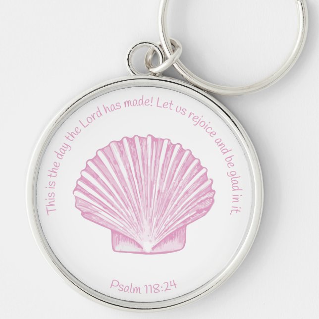 Chaveiro Salmo 118:24 Este é o Dia com Concha Marinha (Frente)