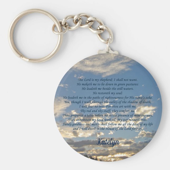 Chaveiro Salmo 23 Bonita Bíblia Verso Monograma Cristão (Frente)