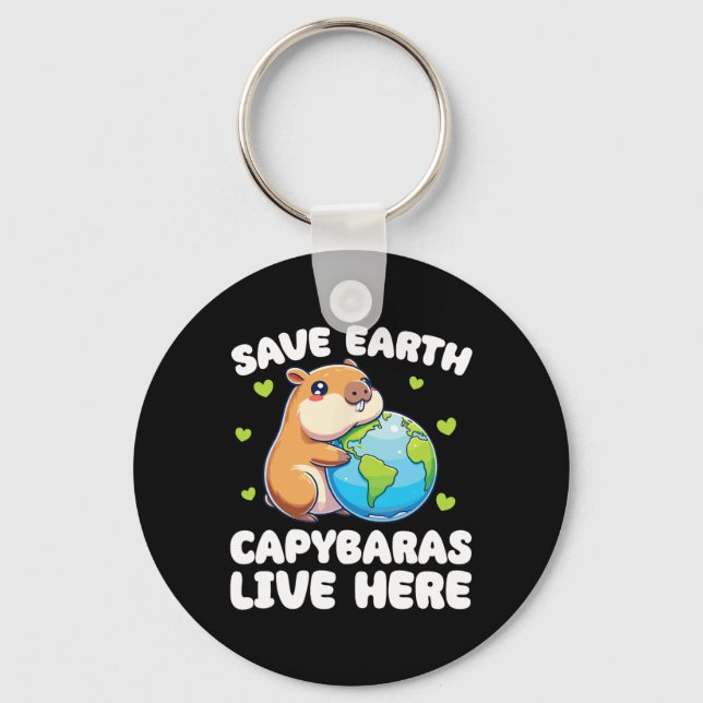 Chaveiro Salve A Terra Capyras Vivem Aqui No Dia Da Terra (Frente)