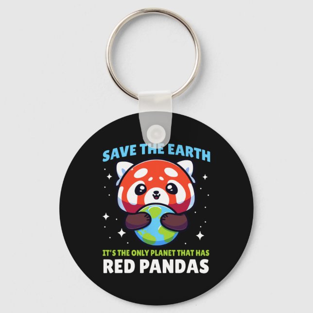 Chaveiro Salve a Terra Red Panda Design - Funny Animal Eart (Frente)