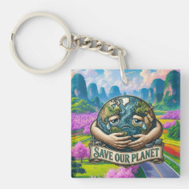 Chaveiro Salve nosso Planeta Terra Chorando Consciência Eco