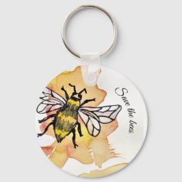 Chaveiro Salve o design de cor d'água do teclado das abelha