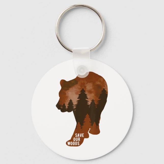 Chaveiro Salve o nosso Urso de Proteção Ambiental das Flore (Frente)