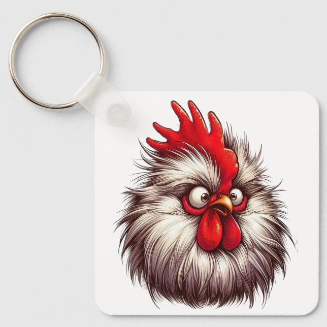 Chaveiro "Sammy Silkie Chicken Face" Aluminum Keychain (Frente)
