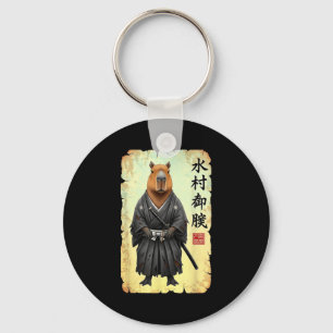 Chaveiro Samurai Capivara Arte Japonesa Gráfico Vintage Eng