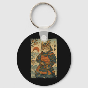 Chaveiro Samurai Cat Warrior Japonês Ukiyo-e Trabalho de ar