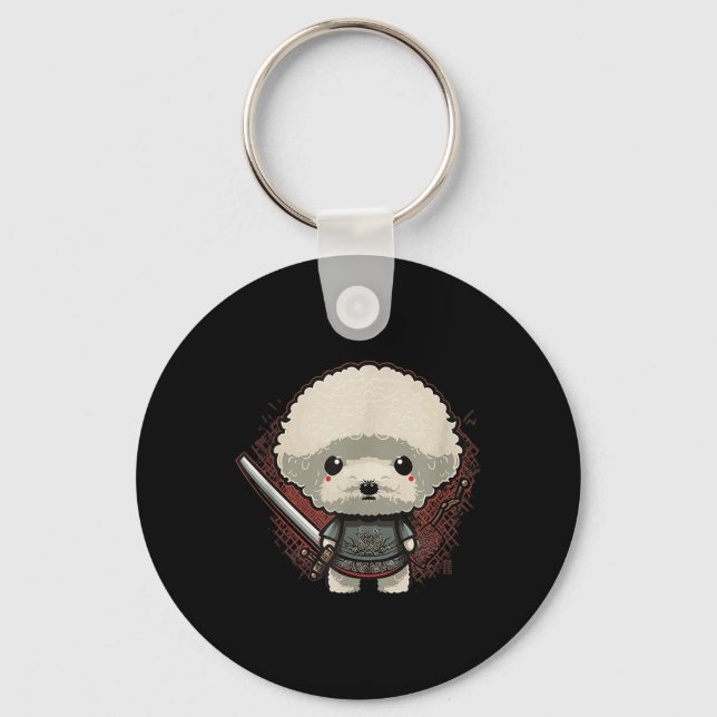 Chaveiro Samurai Dog Tattoo, Vintage Kawaii Ninja (Frente)