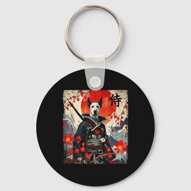 Chaveiro Samurai Great Dane Tattoo Kawaii Ukiyo-e (Frente)