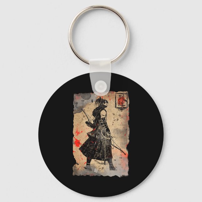 Chaveiro Samurai Japonês Impressão de Arte Retro Bushido Pr (Frente)