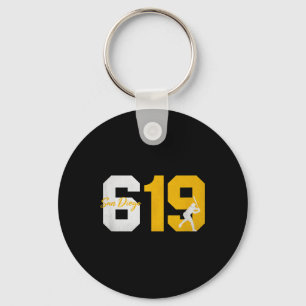 Chaveiro San Diego 619 Vintage 90 Beisebol Player Silhouet