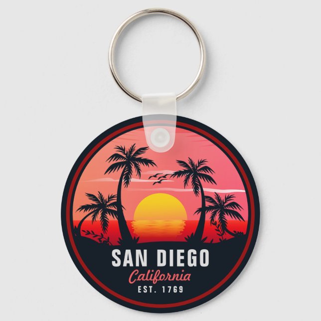 Chaveiro San Diego California Retro Sunset Souvenirs 60s (Frente)