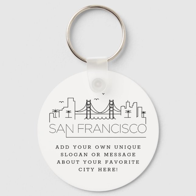 Chaveiro San Francisco Stylized Skyline | Slogan Personaliz (Frente)