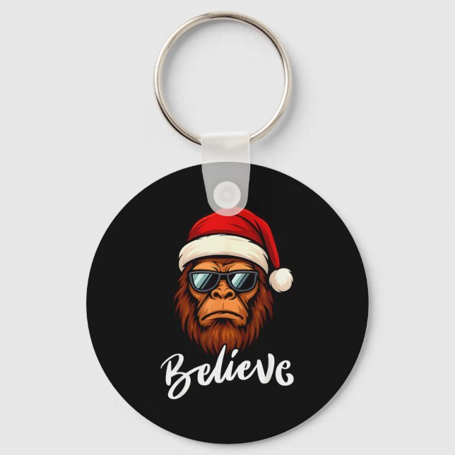 Chaveiro Santa Bigfoot Christmas Funny Sasquatch Believe Xm (Frente)