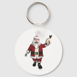 Chaveiro Santa Claus ama Gatos Siameses