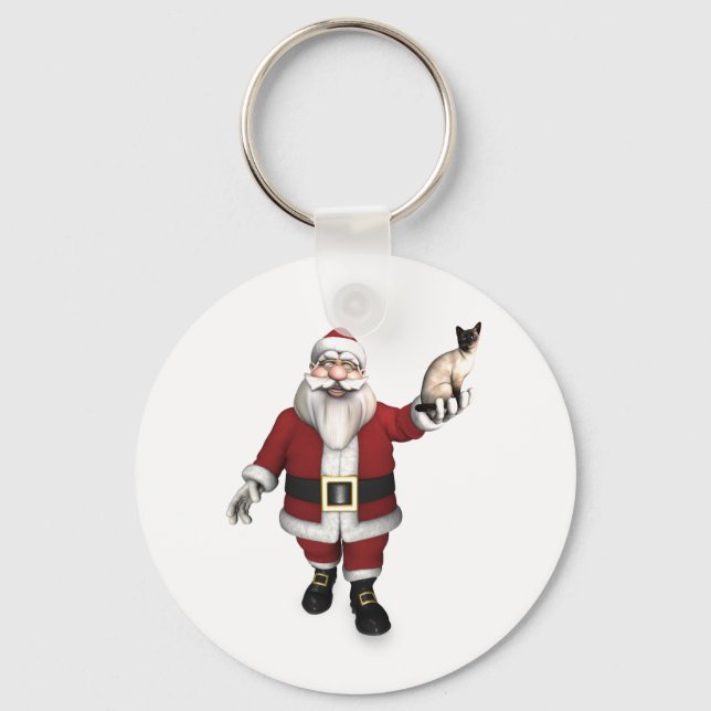 Chaveiro Santa Claus ama Gatos Siameses (Frente)