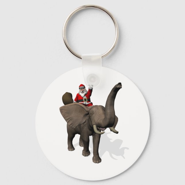Chaveiro Santa Claus Andando Em Elefante (Frente)