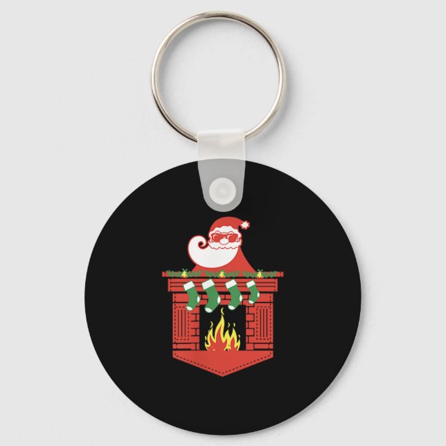 Chaveiro Santa Claus Fireplace Cket Funny Christmas  (Frente)