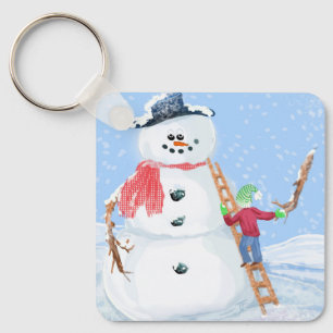 Chaveiro Santa Claus Helper Construindo Um Bobo Neve