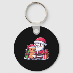 Chaveiro Santa Claus Hugging Cute Capybara Christmas Matchi