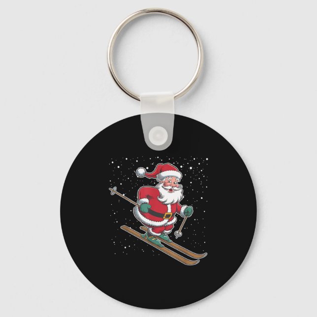 Chaveiro Santa Claus Skiing Christmas Sports Xmas Holiday C (Frente)