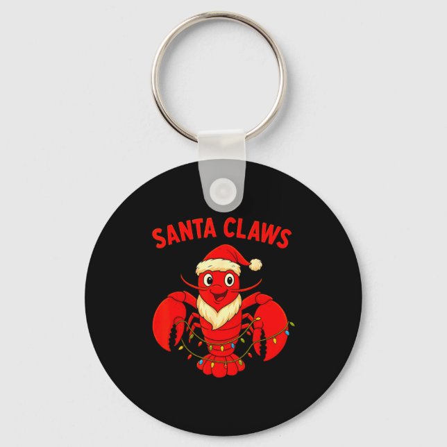 Chaveiro Santa Claws Lobster Christmas Lights Holiday Desig (Frente)