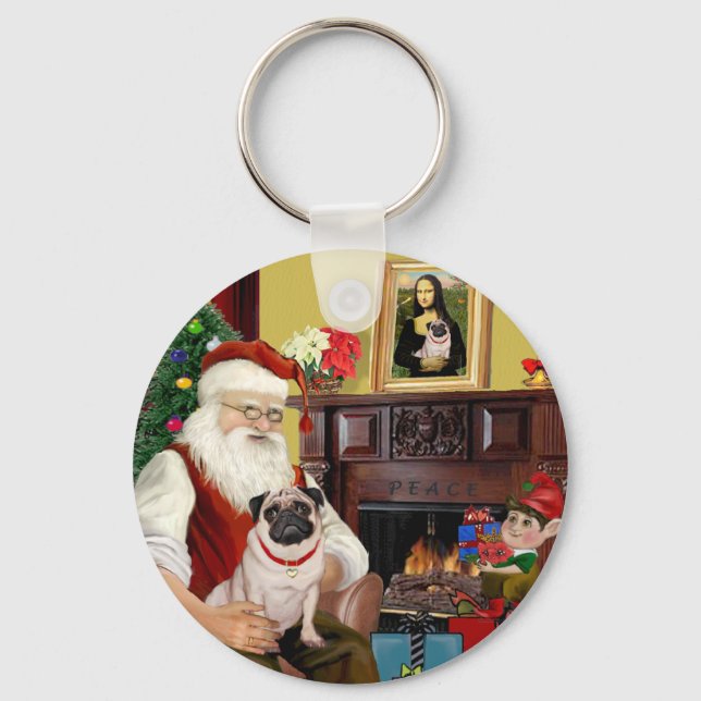 Chaveiro Santa em Casa - Pug #5 (Frente)