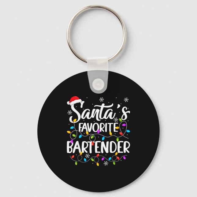 Chaveiro Santa Favorite Bartender Christmas Lights Funny Xm (Frente)