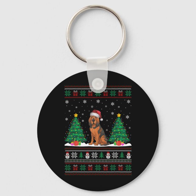Chaveiro Santa Hat Bloodhound Dog Árvore De Natal Ugl (Frente)