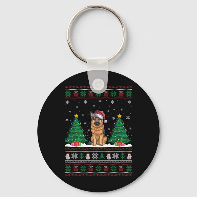 Chaveiro Santa Hat German shepherd Cachorro Natal Luzes De  (Frente)