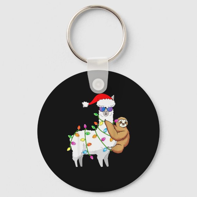 Chaveiro Santa Llama Xmas Funny Llama Sloth Christmas  (Frente)
