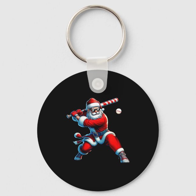Chaveiro Santa Playing Baseball Men Boys Christmas Baseball (Frente)