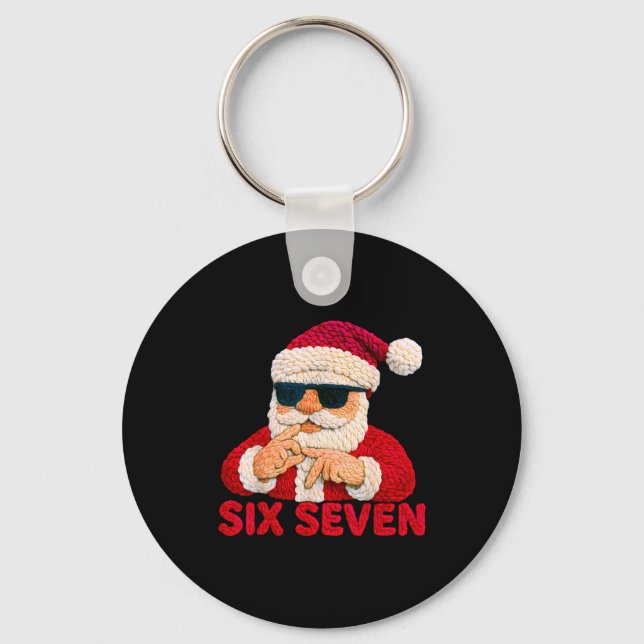 Chaveiro Santa Says Six Seven - 6 7 Meme Latch Hook Yarn Cr (Frente)