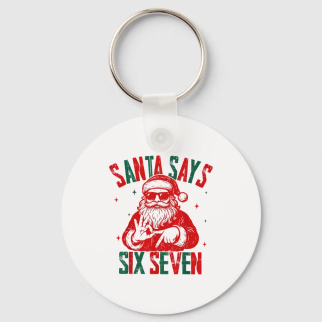 Chaveiro Santa Says Six Seven Viral Funny Santa Saying 6 7  (Frente)