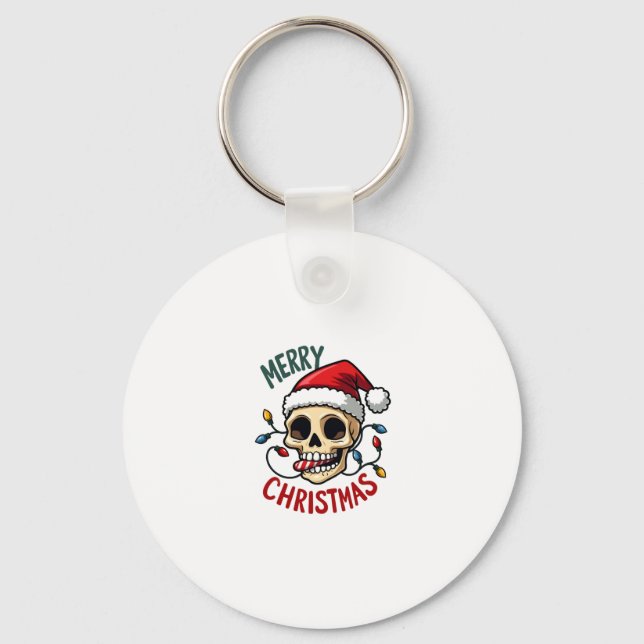 Chaveiro Santa Skull Hat Merry Christmas Family Matching Bo (Frente)