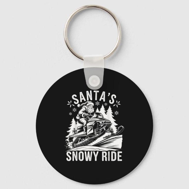 Chaveiro Santa Snowmobile Riding Snowmobiling Christmas  (Frente)