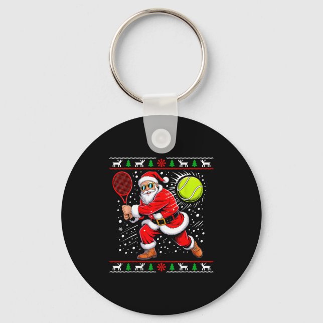 Chaveiro Santa Tennis Player Christmas Xmas Funny Holiday M (Frente)