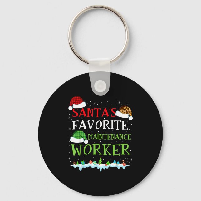 Chaveiro Santa's Favorite Maintenance Worker Fun Christmas  (Frente)