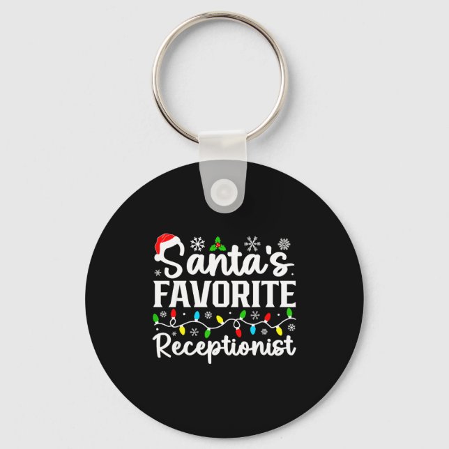Chaveiro Santa's Favorite Receptionist Christmas Family Mat (Frente)