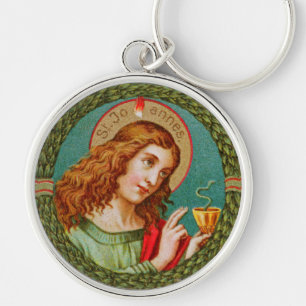 Chaveiro Santo João Evangelista (JMAS 06) Metal Redondo
