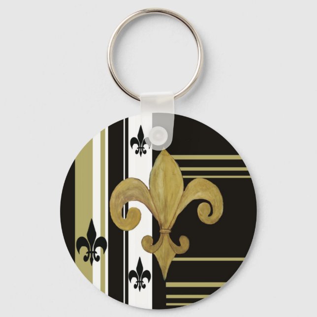 Chaveiro Santos Black and Dourado Fleur de lis (Frente)