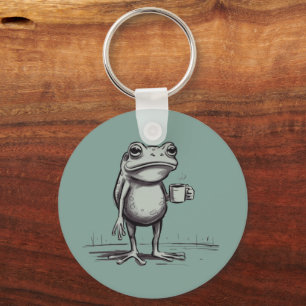 Chaveiro Sapo Bebendo Meme de Café Sapo Místico Amante de S