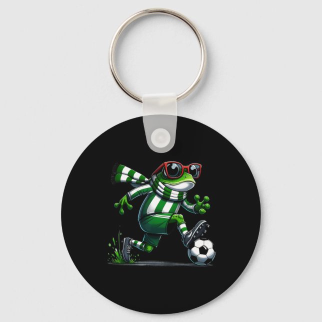 Chaveiro Sapo Engraçado Sapo Gráfico Animal Jogando Socc (Frente)